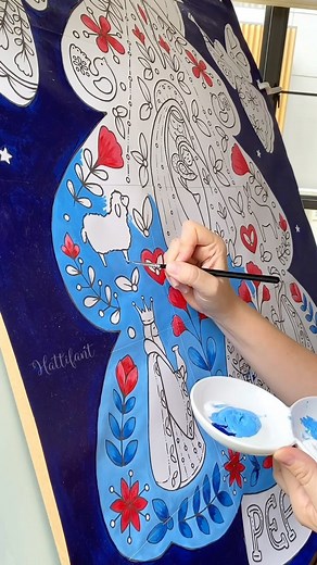 GIANT Christmas Tree Posters that you can print and assemble at the comfort of your home. There are six different designs available. Here I am working on the Nativity Christmas Tree… all fancy… painting with acrylics and not letting anyone near it! This one I will finish off all alone. But there are still quite a few Nutcrackers to finish and those I will get family and friends involved. Cannot wait! #giantcoloringposter #diychristmasdecor #diychristmastree #nativity #nativityscene #3wisemen #ch
