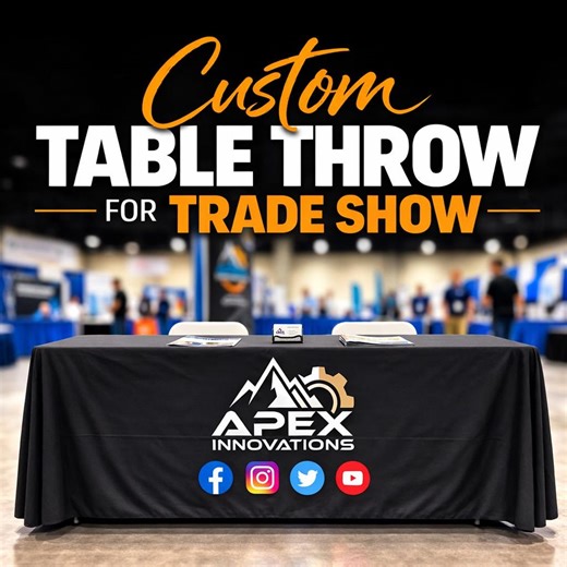 Custom Table Throw With Logo for Trade Show Booth, Business Branding Table Cover, Vendor Display Tablecloth, Expo Event Table Cover - Etsy