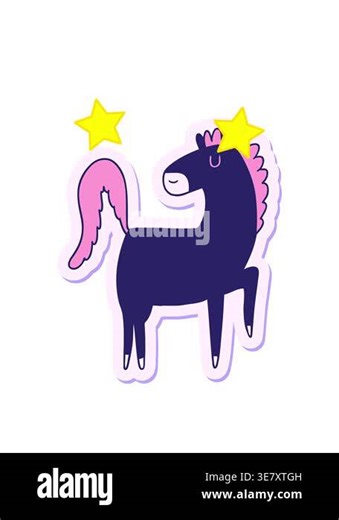 spinning stars animation of sticker of a happy cartoon horse Stock Video Footage - Alamy