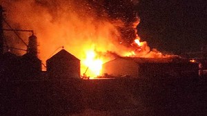 Caledonia barn goes up in flames