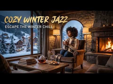 Cozy Winter Jazz Lounge ❄️ Relaxing Snow Cafe Ambience & Smooth Piano Jazz