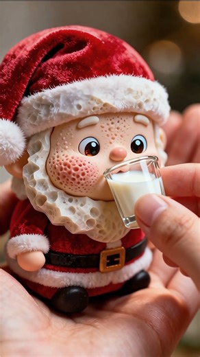 Tiny Santa Drinks Milk ASMR | Cozy Christmas Satisfaction #shorts #asmr #oddlysatisfying