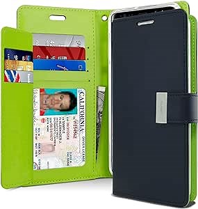 GOOSPERY Rich Wallet for Samsung Galaxy Note 8 Case (2017) Extra Card Slots Leather Flip Cover (Navy)