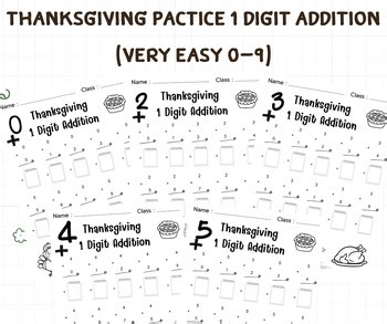 Thanksgiving Pactice 1 Digit Addition (Very Easy 0-9)
