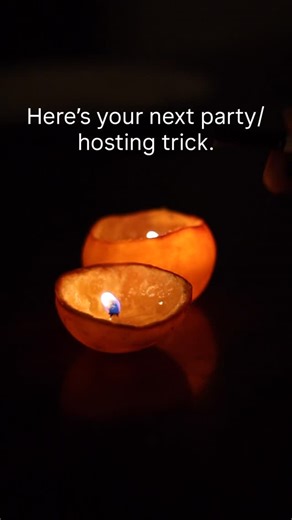 Vanessa / cottage garden living on Instagram: "The middle little piece is your wick. The very first time, it does take a little while to get the wick lit because the flesh of the orange is till moist but give it a minute (literally)and it will light for you. I used coconut oil because when the candle is not in use it hardens right up which make for easier storage but you can use any oil. These candles are prettier than they are scented but are still so worth the effort an always impress. I like 