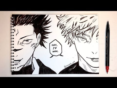 How to Draw Gojo vs Sukuna (Nah I'd Win) | EASY Step by Step Anime Drawing Tutorial | JJK