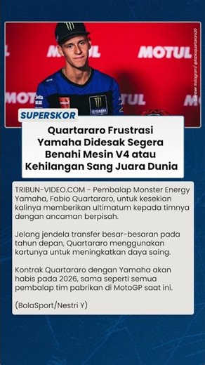 Tekanan Baru untuk Yamaha, Quartararo Ancam Tinggalkan Tim jika Mesin V4 Tak Mampu Bersaing