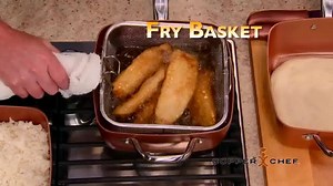 The Breakthrough, All in One Kitchen Miracle: bake, fry, broil, saute, steam & braise! 5-PC. Set includes square pan, steamer, fry basket, lid & bonus recipe book. All with Cerami-Tech, the leader in Non-Stick Technology! Cook without added oils & virtually NO clean-up. Try it at home for only $1 with our love it or return it 30 day guarantee. Facebook Exclusive! | Copper Chef