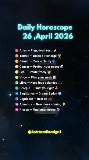 🌟 April 26, 2026 Horoscope for All 12 Zodiac Signs 🔮Bold Moves, Balance & Intuition! #zodiacsigns
