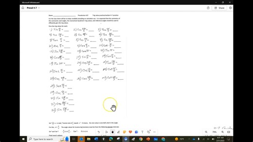 precal 24 Practice for Trig memory quiz