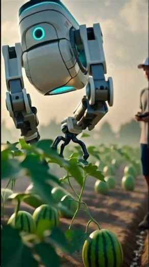 Farmer Uses High-Tech Robot To Harvest Watermelons | Smart Farming Automation in India”