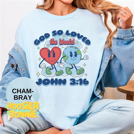God so Loved the World Shirt, John 3:16 Tee, Christian Retro T-shirt - Etsy UK