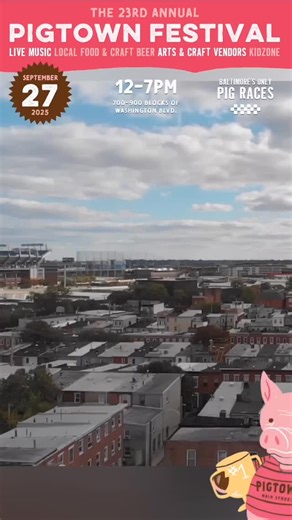 🎉🐷 The 23rd Annual Pigtown Festival is almost here! 🐷🎉 Join us on Saturday, September 27, 2025 for a full day of fun, food, and entertainment in the heart of Pigtown! ✨ Highlights include: 🏁 Pig Races — 12:30 PM, 1:30 PM, 3:00 PM 🎶 Main Stage - Kashi-Tara w/ The BGX Band: @kashi_tara_promo_page The Remedy Band: Remedyband.net Joe Keyes & The Late Bloomer Band: @joekeyes_latebloomerband 🥧 Pie Eating Contests — 2 PM, 3 PM, 4 PM 🎨 KidZone — 12 PM to 5 PM (family fun all day long!) 🎧 Pigtow