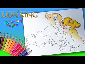 Lion King Simba and Nala Coloring Pages For Kids. Disney Lion King Coloring Book