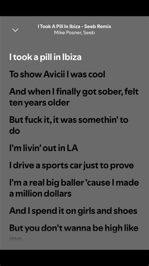 I Took a Pill in Ibiza - Mike Posner Lyrics