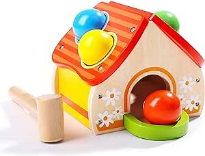TOP BRIGHT Wooden Hammer Toy, Pounding Bench Toy for One Year Old Presents, Toddler Boy Gifts for 1 Year Olds