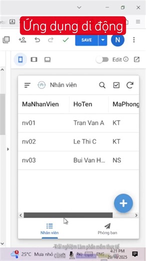 Tạo ứng dụng di động Quản lý nhân sự với App Sheet