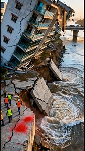Building Collapses into River – floodwaters on streets #BuildingCollapse #BreakingNews #ExtremeWeather | Viral Clip
