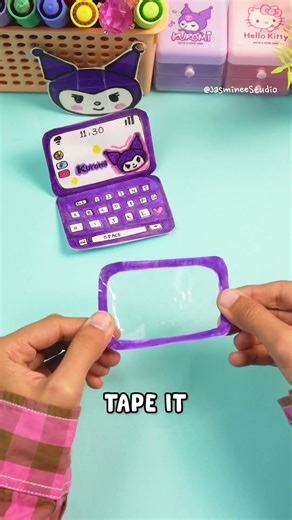 I made DIY Kuromi Laptop for my sis Rosie 🙀💜 Squishy #shorts #diy #diycrafts #artandcraft