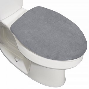 GORILLA GRIP Toilet Lid Seat Cover, Memory Foam, Elastic Universal Fit for Standard Round, Gray
