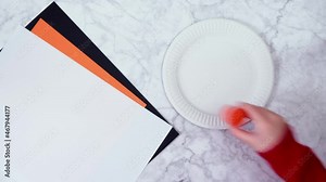 Step by step video instruction: how to make Tiger from Paper Plate. STEP 1 Kids prepare Materials for manufacturing.