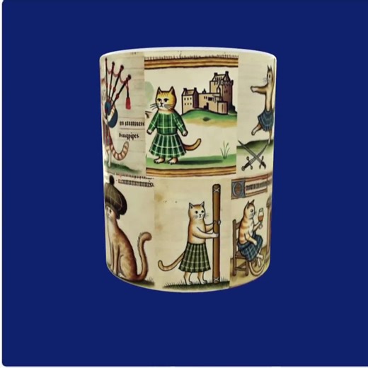 Scottish Cat Mug: Medieval Manuscript Art, Cats in Kilts - Etsy