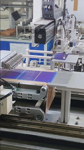 String welding — connecting solar cells one by one.