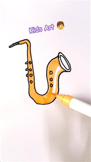 Saxophone 🎷 drawing easy for kids #shorts #ytshorts #shortvideo #drawing #kidsart #kidsfun