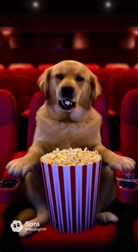 Labrador Watching a Movie with Popcorn!