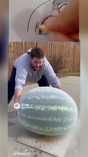 Freezing a Watermelon - Drawing (AI Parody)