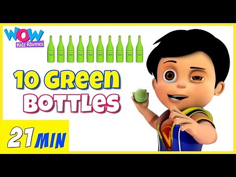 Ten Green Bottles | Nursery Rhymes for Babies | Songs for Kids | Wow Kidz Rhymes