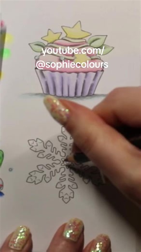 part 12 snowflake from Colouring Heaven tiny year January, colour-along video on my YouTube channel Sophie Colours link in profile, coloured with Castle Arts pencils, please use referral code SOPHIECOLOURS on #castlearts #uk website #snowflakes #colouring #coloring
