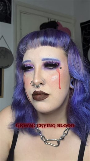 Denise | alternative makeup + fashion on Instagram: "GRWM: crying blood Very mismatched colours but I had a vision of this look and I think I executed it pretty darn well Save for inspo 📌 Deets: @gamebeauty elemental blast palette 05 *gifted @ve_cosmetics sepulchre contour palette - succubunnii for a discount *gifted @theglamsouls_striplashes succubus lashes *gifted @poundland fake blood #alternative #altmakeup #alternativegirl #alternativemakeup #makeuptutorial Grwm makeup makeup tutorial alt 