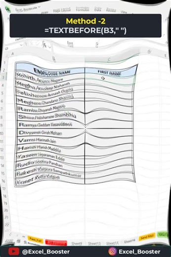 📊✨ How to extract the first name from a full name in Excel #excel #shorts #exceltips #exceltricks