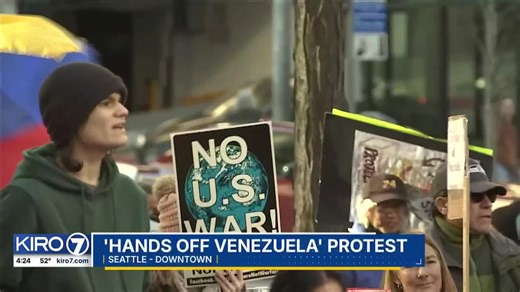 VIDEO: Seattle federal building protest urges U.S. to say out Venezuela