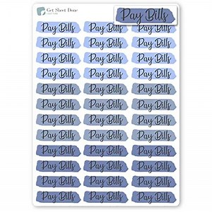 Pay Bills Planner Stickers / 36 Vinyl Stickers (1”) / Highlighted Text Script/House Chores Budget Finance/Essential Productivity Life Planner/Bullet Bujo Journal/ToDo to Do Appointments