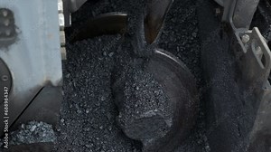 Process of asphalting road construction infrastructure by spreading, compressing, compacting, leveling and smoothing the asphalt road surface using a hopper asphalt paver finisher