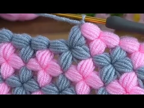 Supper beautiful Crochet Flower Stitch 🌸 | Easy Puff Flower Pattern Tutorial for Beginners🌸🧥🧶🪡♥️