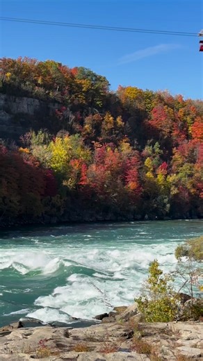 Happy Place: “Over the top” views along the Niagara River yesterday. Best vistas of autumn AND the Niagara Whirlpool is aboard this cable car that operates from the Canadian side. Peak colors at Niagara Falls these last few days. #autumncolors #fallvibes #niagarafalls | John Kucko Digital