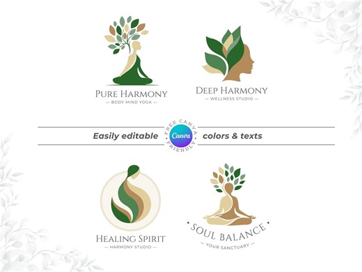 Yoga Logo Template | Wellness & Holistic Studio Logo Design | Editable Canva Logo for Yoga, Wellness, Meditation, Harmony, Spiritual Studio - Etsy