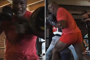 Watch Tyson train in his pants and show off incredible power ahead of Paul fight