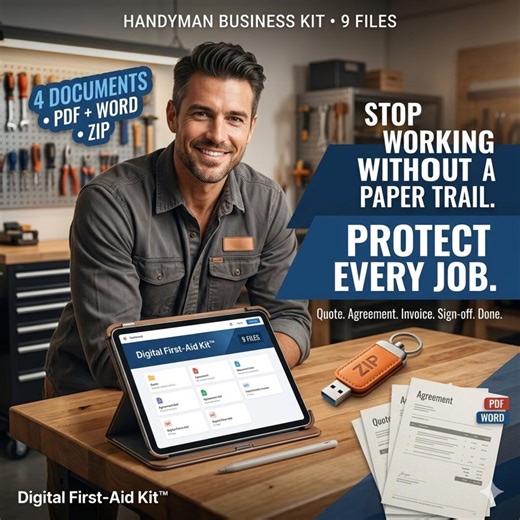 Handyman Contract Template PDF Word | Job Quote Invoice Sign-off | Small Business Forms | Instant Download | Editable Word - Etsy