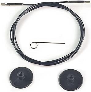 Knitter's Pride- Interchangeable, Black silver cord 49'' (125 cm to make 150 cm/ 60'' IC needle) (Code# 800106)