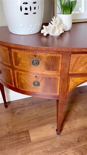 SOLD! Antique Mahogany Demilune Sideboard – Inlaid Bow Front - Etsy
