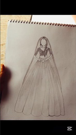 Beautiful Bride Pencil Sketch || Lehenga Girl Drawing || Easy outfit drawing #indianlehenga #bride