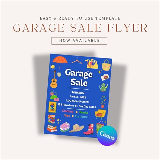Garage Sale Flyer Template, Editable Yard Sale Poster, Printable Garage Sale Sign, Canva Template, Estate Sale Flyer, Moving Sale Printable - Etsy