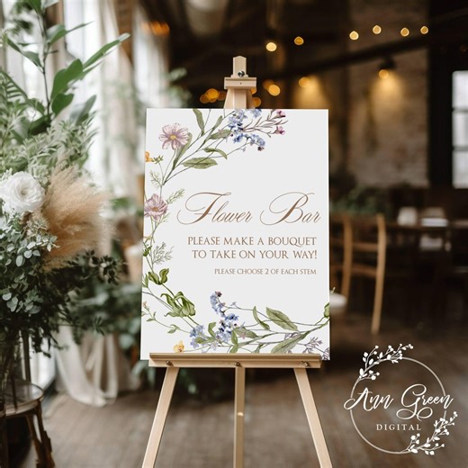 Wildflower Bloom Bar Sign Template: Flower Make a Bouquet (digital Download, 18 X 24) - Etsy