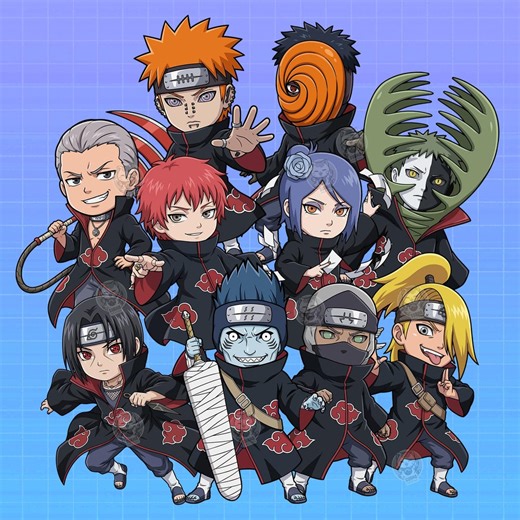 Chibi Ninja Vector Clipart | Red Cloud Cloak Anime Shinobi PNG SVG - Etsy