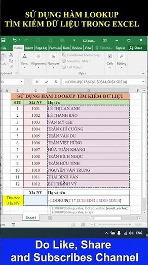 Sử dụng hàm LOOKUP tìm kiếm dữ liệu trên Excel | Use the LOOKUP function to search for data in Excel