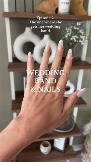 Also still obsessed with my wedding day nails 🤍 this combo is the reason I love pear shaped engagement rings 💍 #weddingtiktok #2023bride #2024bride #bridetok #weddingday #engagementring